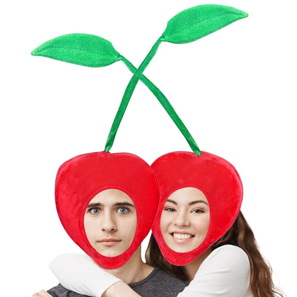 8826 2 Pcs Funny Cherry Hat Cherry Costume Plush Fruit Costume Novelty Hats